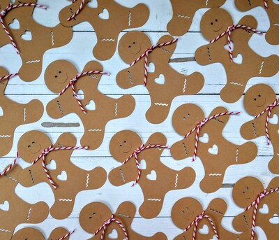 10 Gingerbread Boy Die Cuts, Cutouts for Holiday Banners, Bulletin Boards, Confetti, Card Making, Scrapbooking, Craft Projects, Set of 10 - image4
